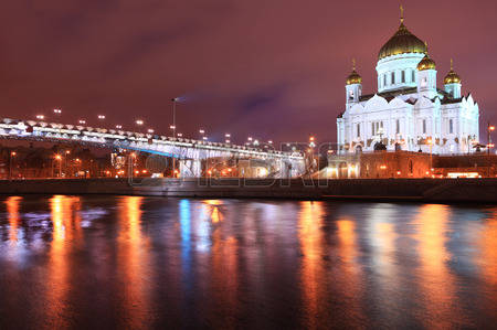 Patriarch Bridge And Cathedral Of Christ The Saviour At Night