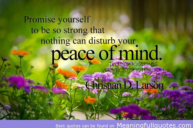 Promise Yourself
To be so strong that nothing can disturb your peace of mind. Christian D Larson