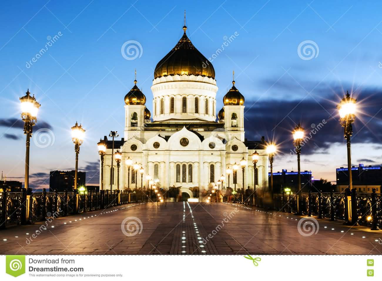 Russian Orthodox Cathedral Of Christ The Saviour At Night