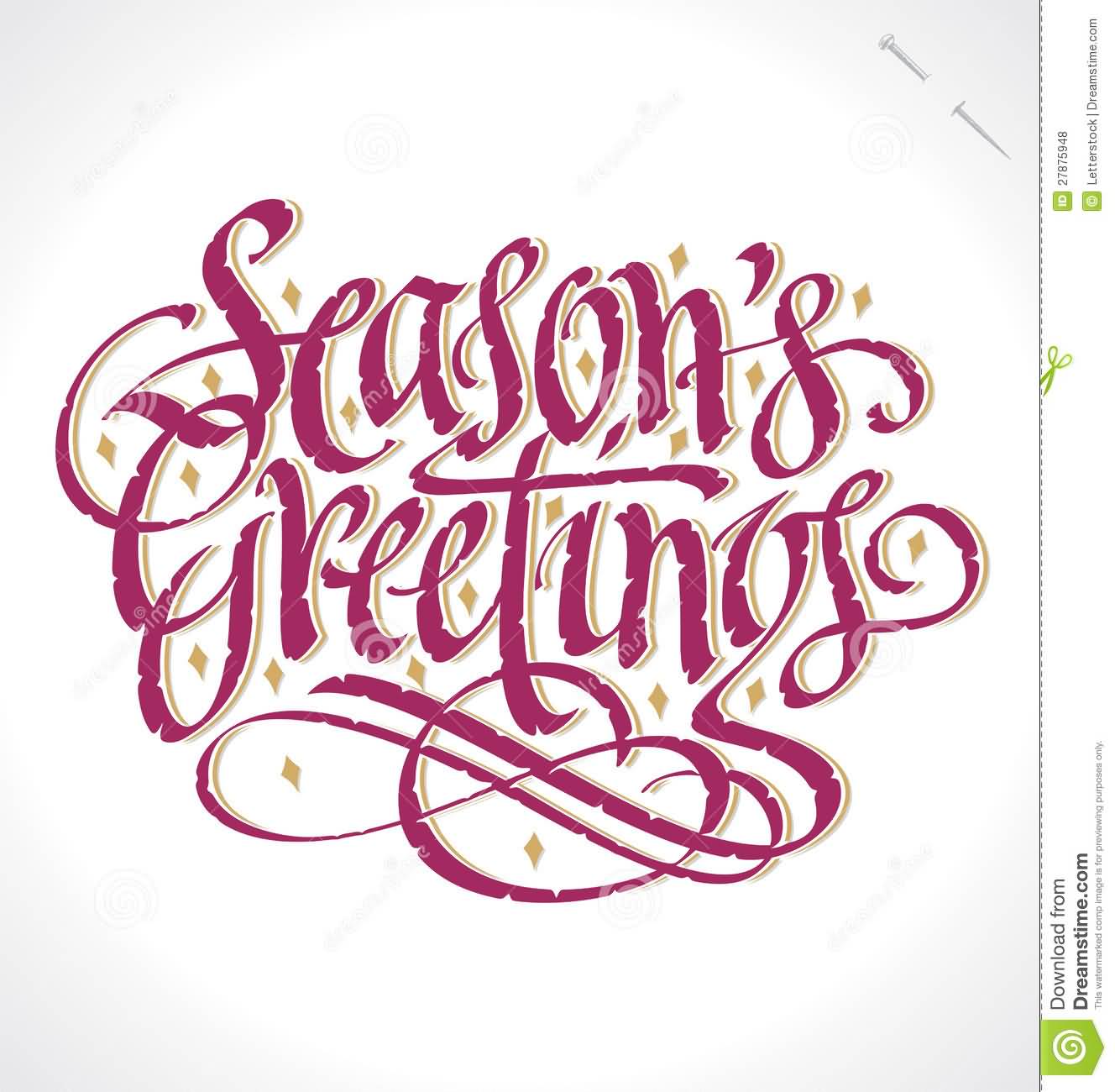 Season’s Greetings Purple Hand Lettering