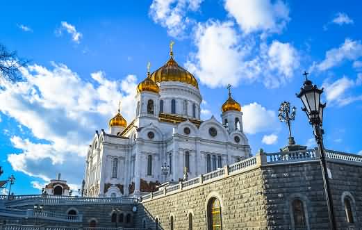 Side View Of The Cathedral Of Christ The Saviour In Moscow, Russia