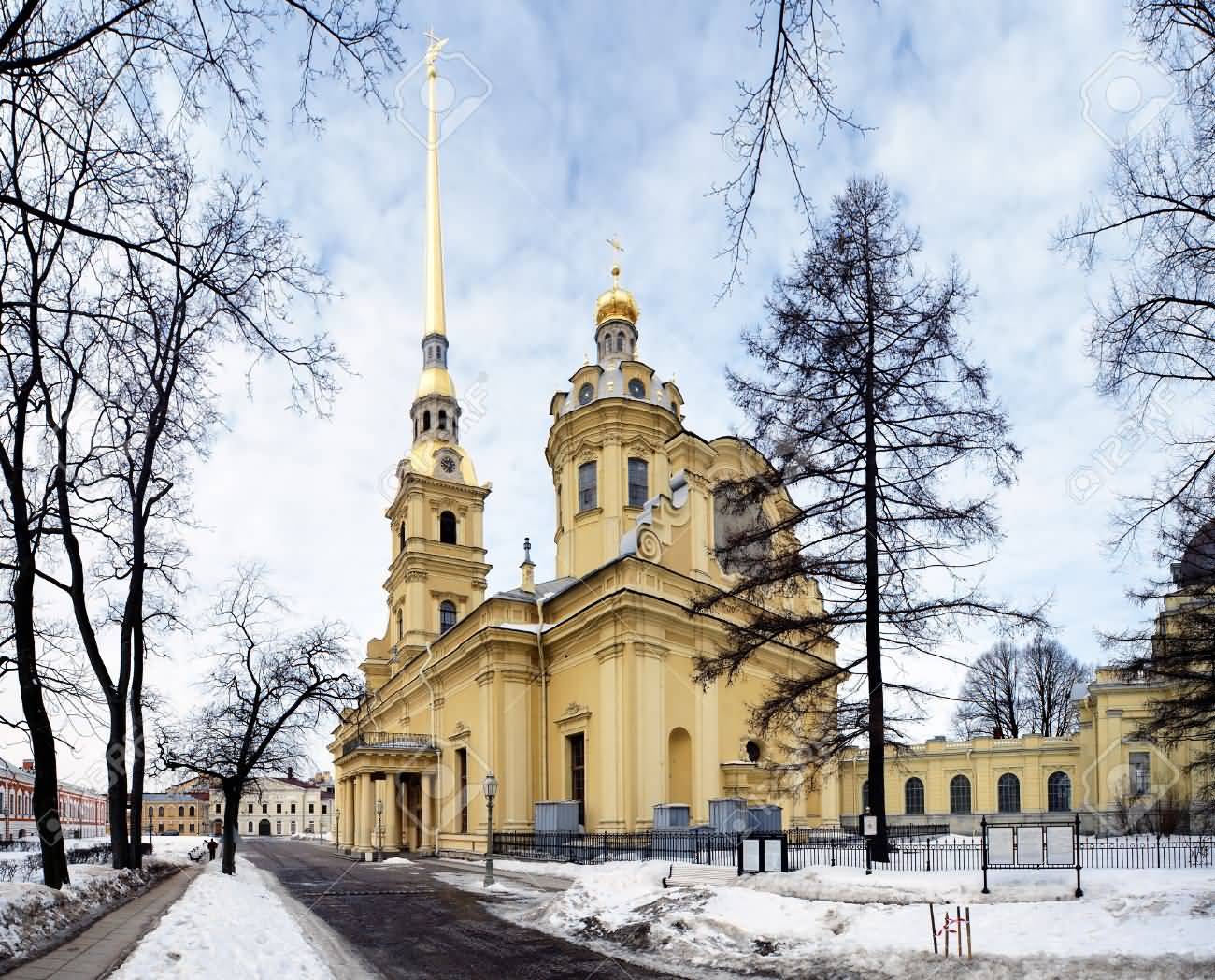 Side View Of The Peter And Paul Cathedral During Winter