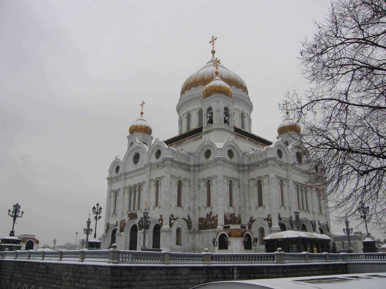 Snow Covered Cathedral Of Christ The Saviour Corner View