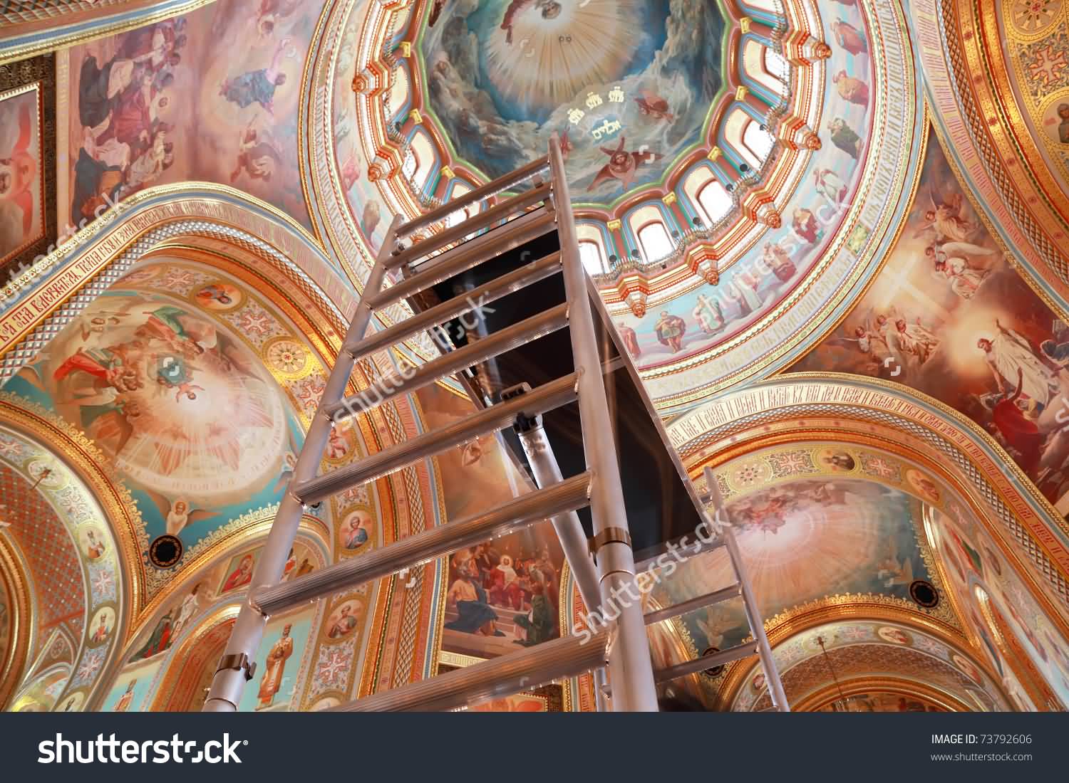 Staircase Rising To The Ceiling Inside The Cathedral Of Christ The Saviour