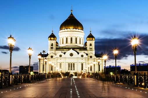 The Cathedral Of Christ The Saviour Front View At Night