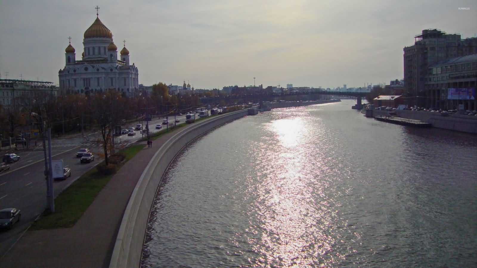 View Of Moskov River And The Cathedral Of Christ The Saviour