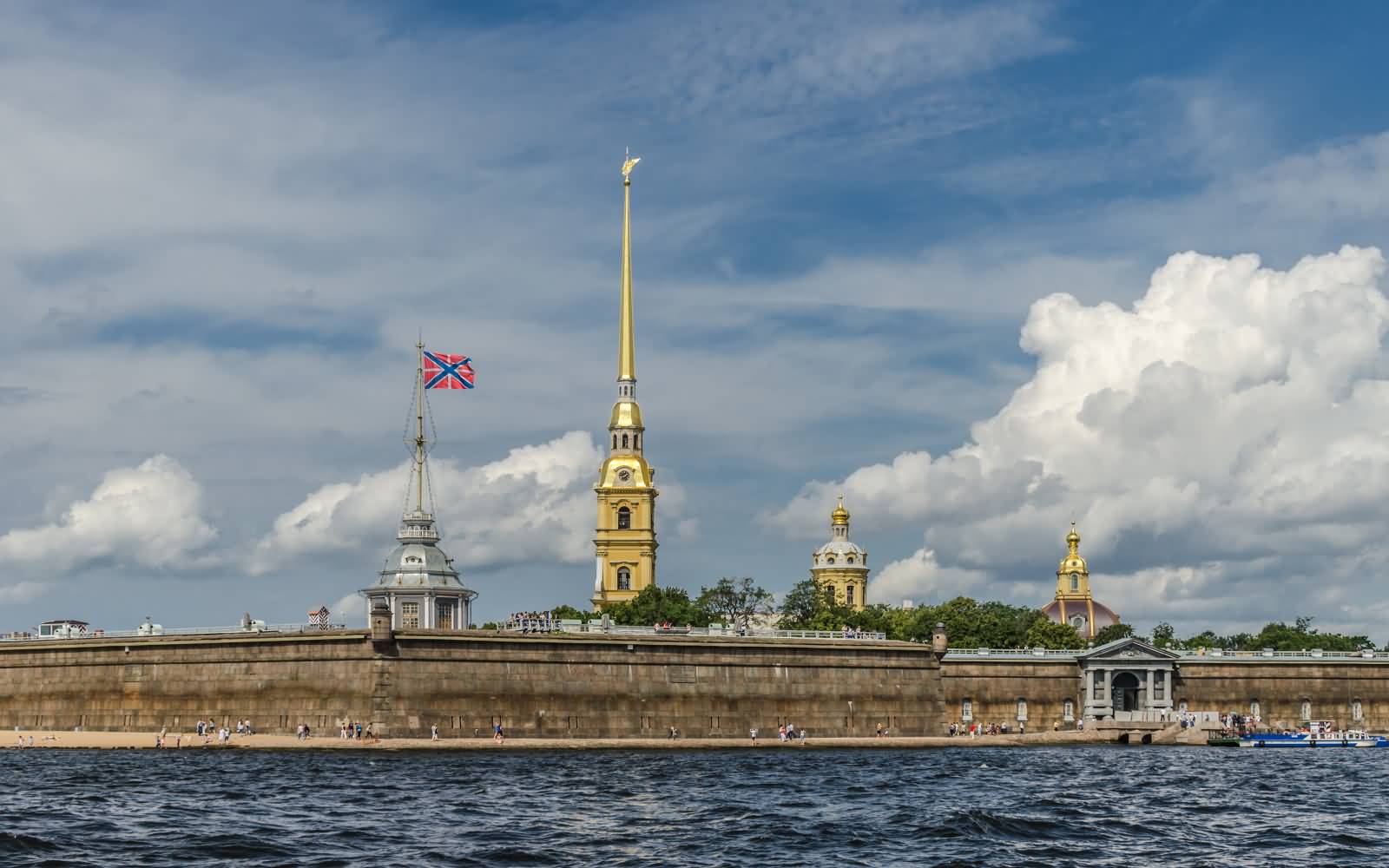 View Of Saint Peter And Paul Cathedral Across The Neva River In Saint Petersburg, Russia