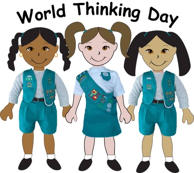 World Thinking Day Three Scout Girls