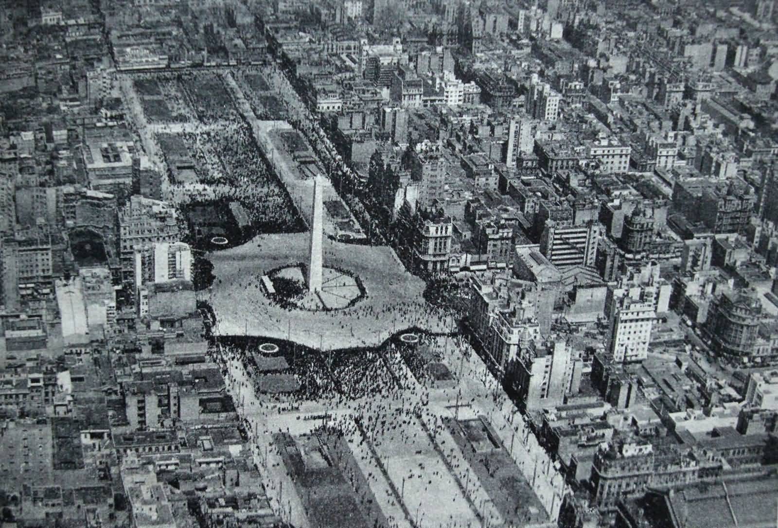 Aerial View Of The Obelisco de Buenos Aires During Innuaguration