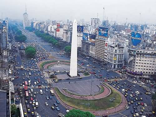 Aerial View Of The Obelisco de Buenos Aires