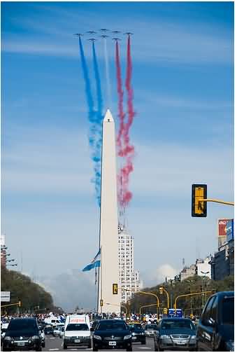 Air Show Near The Obelisco de Buenos Aires