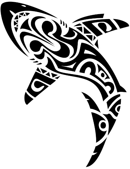 Black Ink Maori Shark Tattoo Stencil By Bymad24