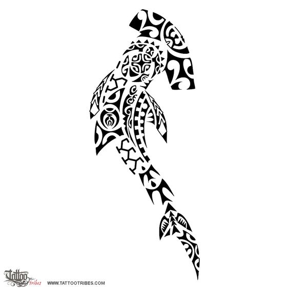 Black Maori Hammerhead Shark Tattoo Design