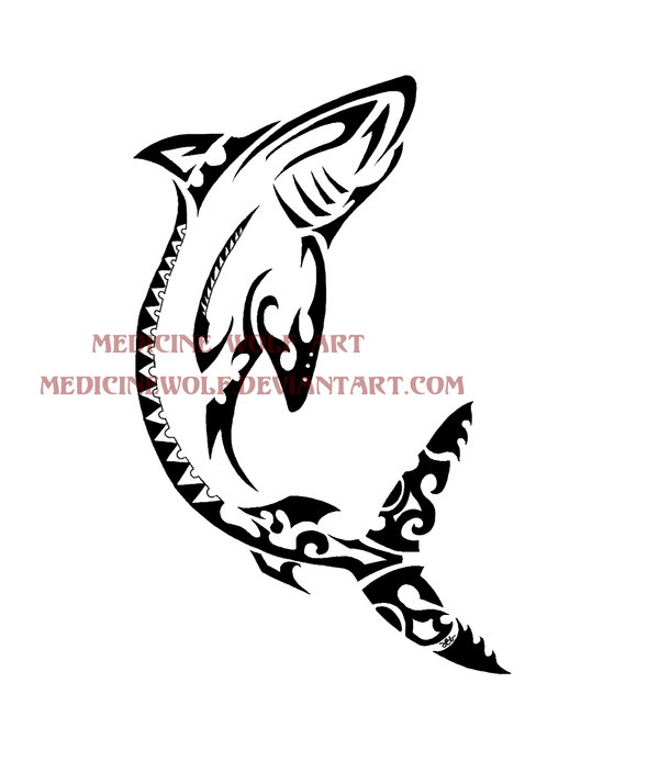 Black Maori Shark Tattoo Stencil By IkaikaDesign