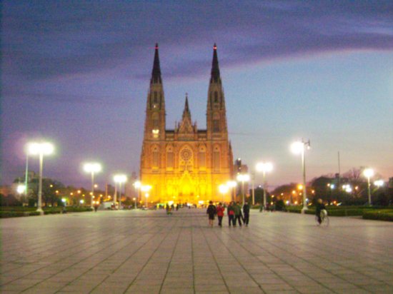 Cathedral Of La Plata With Night Lights