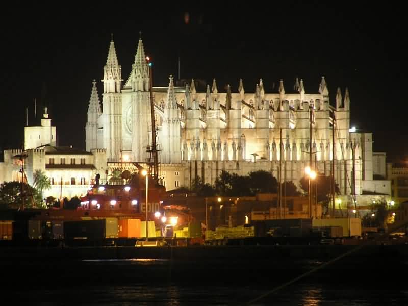 Cathedral of Palma de Mallorca At Night