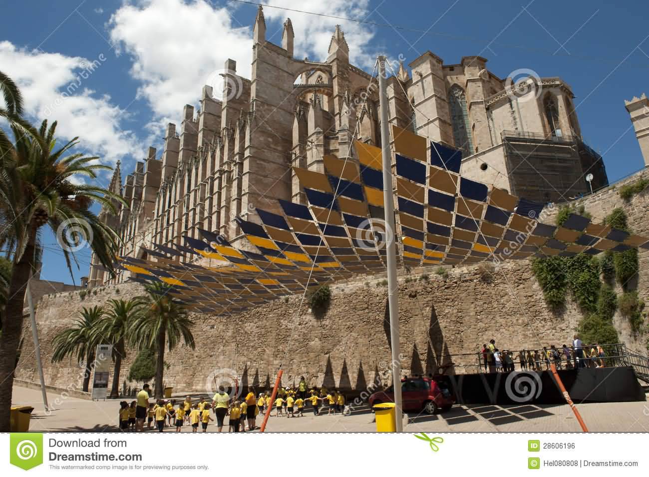 Children Playing Under The Cathedral of Palma