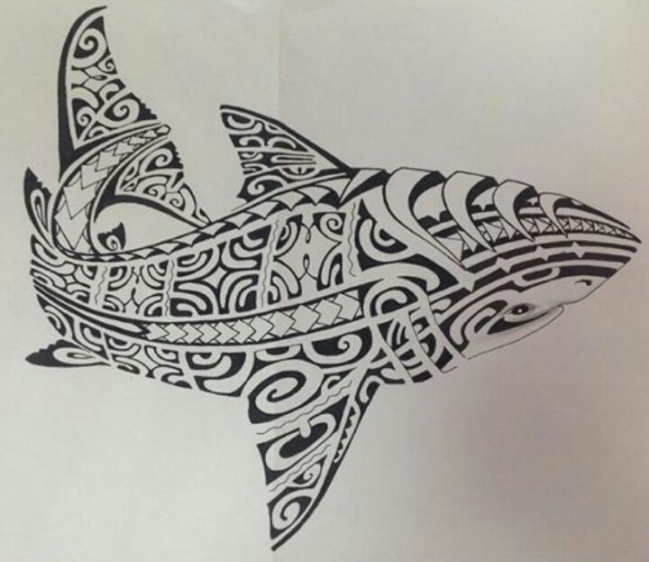 Classic Black Maori Shark Tattoo Design By Shea Irwin