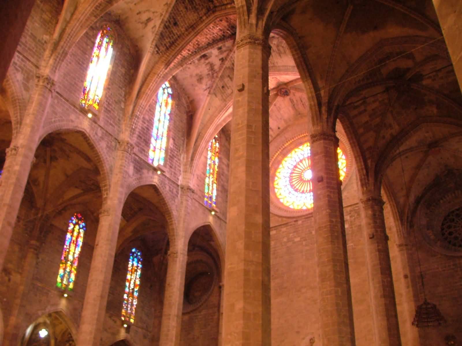 Columns Inside The Palma Cathedral In Spain