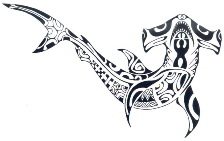 Cool Black Maori Hammerhead Shark Tattoo Design