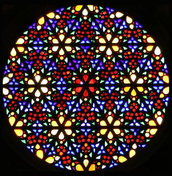 Details Of Rose Window Inside The Palma Cathedral