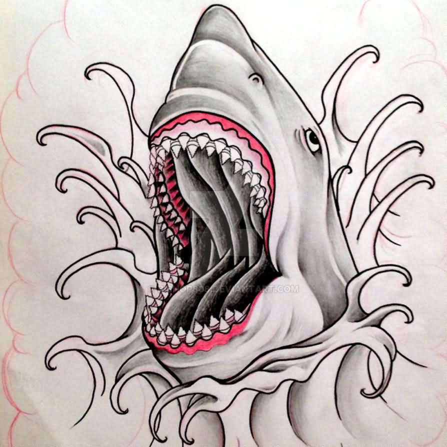 Shark vintage tattoo Royalty Free Vector Image