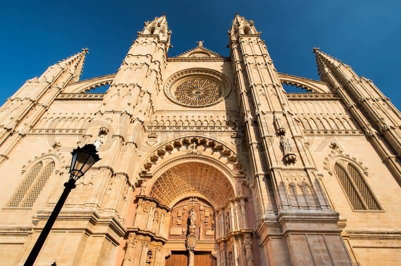 Front Facade Of Palma Cathedral View From Below