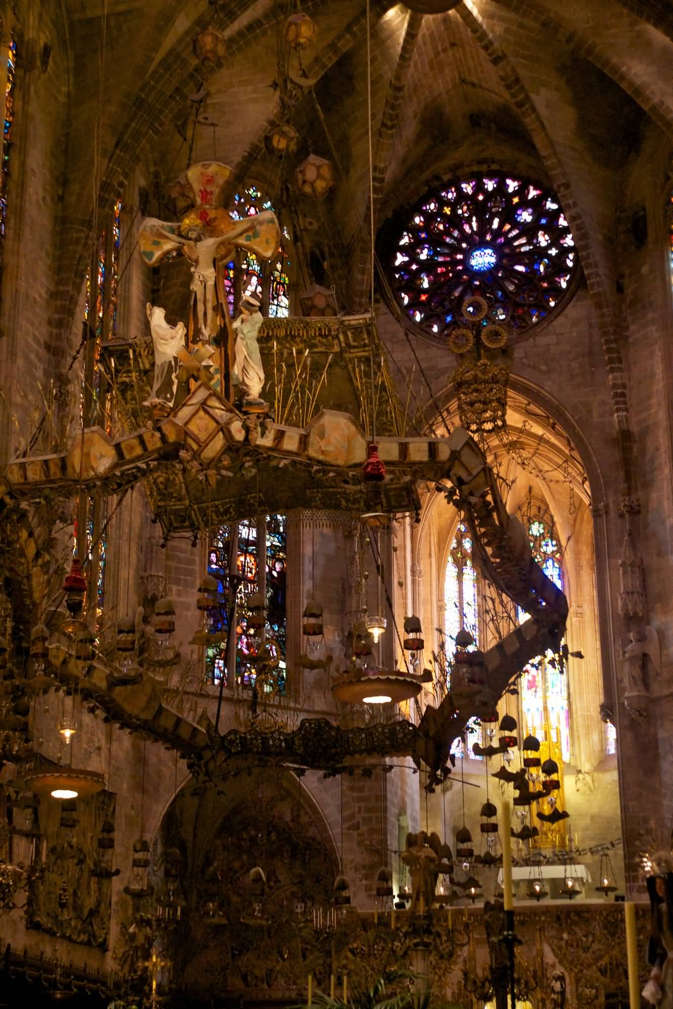 Gaudi's Work Around The High Altar Inside The Palma Cathedral