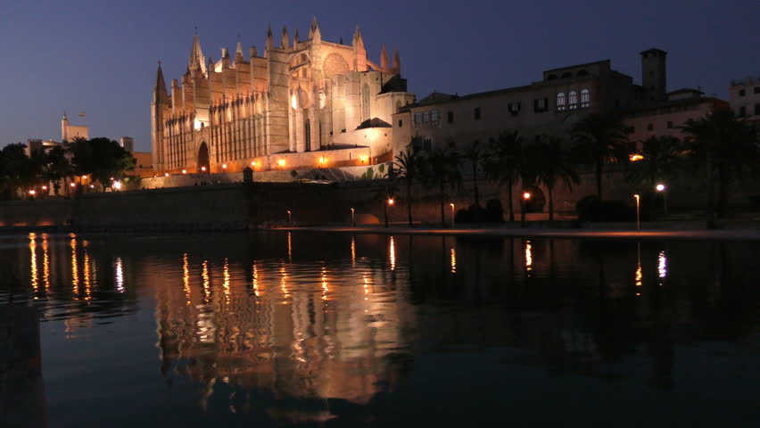 Gothic Roman Catholic Palma Cathedral Night View