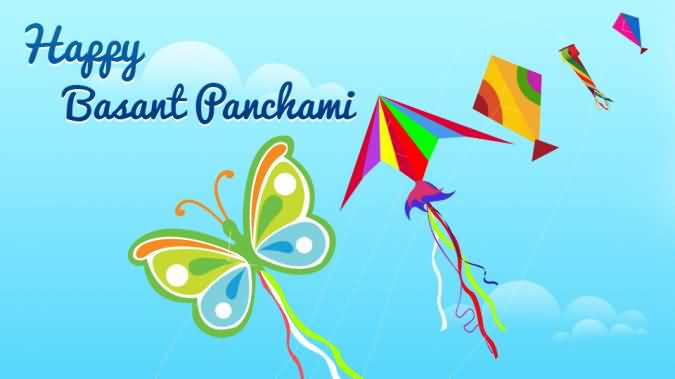 Happy Basant Panchami Colorful Kites Illustration