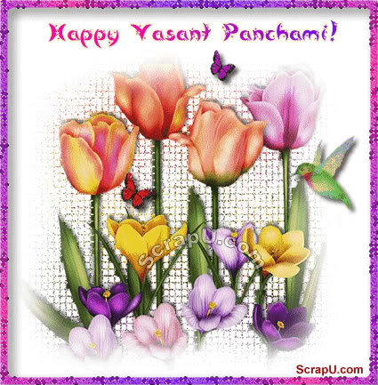 Happy Vasant Panchami Flowers Greeting Card