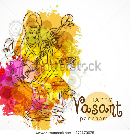 Happy Vasant Panchami Goddess Saraswati Illustration Picture