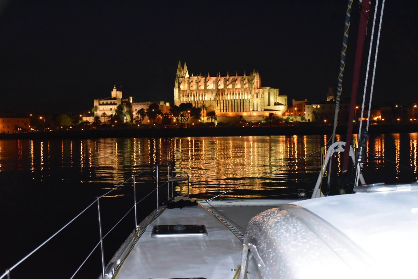 Night View Of Palma Cathedral From Anchorage