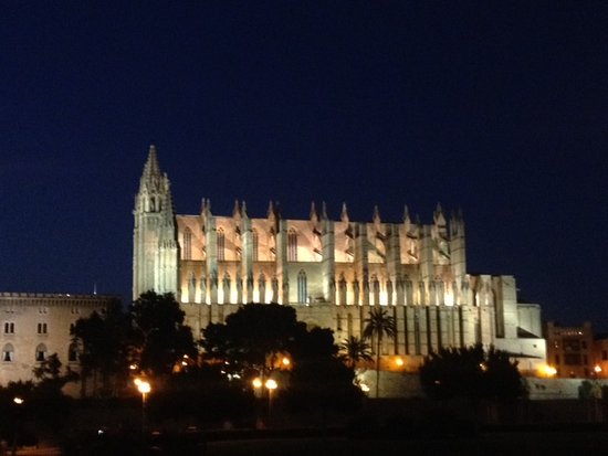 Night View Of Palma Cathedral FromOcean Bike Path