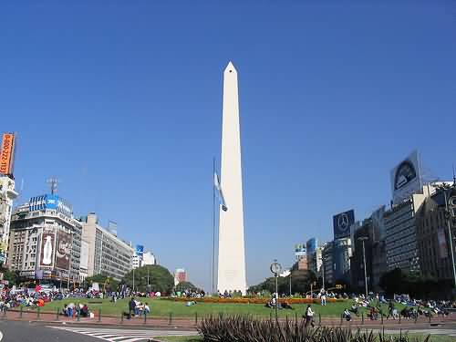 Obelisco de Buenos Aires And Flag Of Argentina