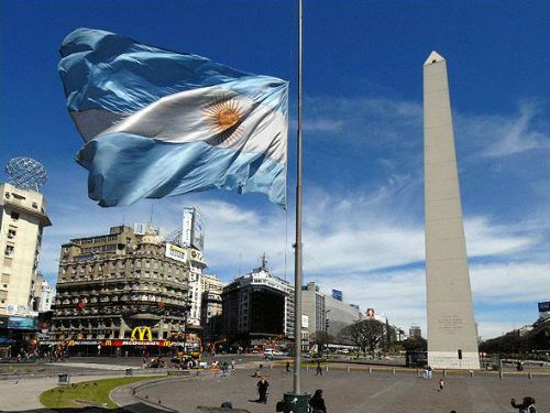 Obelisco de Buenos Aires And Halfway Flag Of Argentina