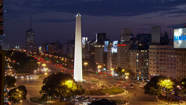 Obelisco de Buenos Aires Lit Up At Night