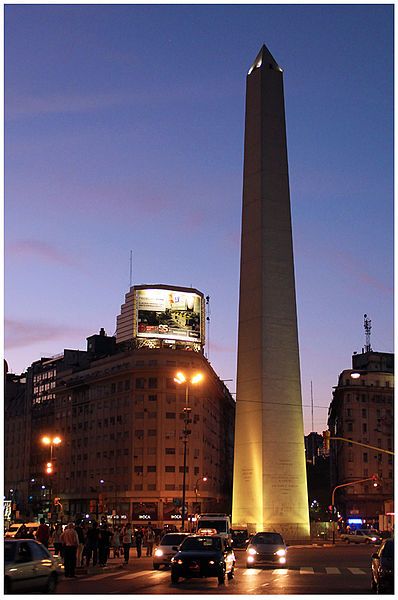 Obelisco de Buenos Aires With Lights At Dusk