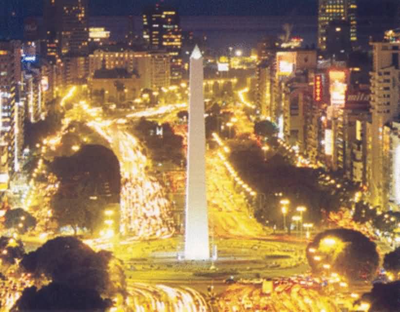 Obelisco de Buenos Aires With Night Lights