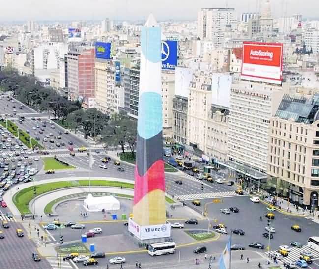 Obelisk In Buenos Aires Was Intervened To Celebrate The 150 Years Of Relations Between Argentina and Germany