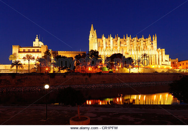 Palma Cathedral With Night Lights