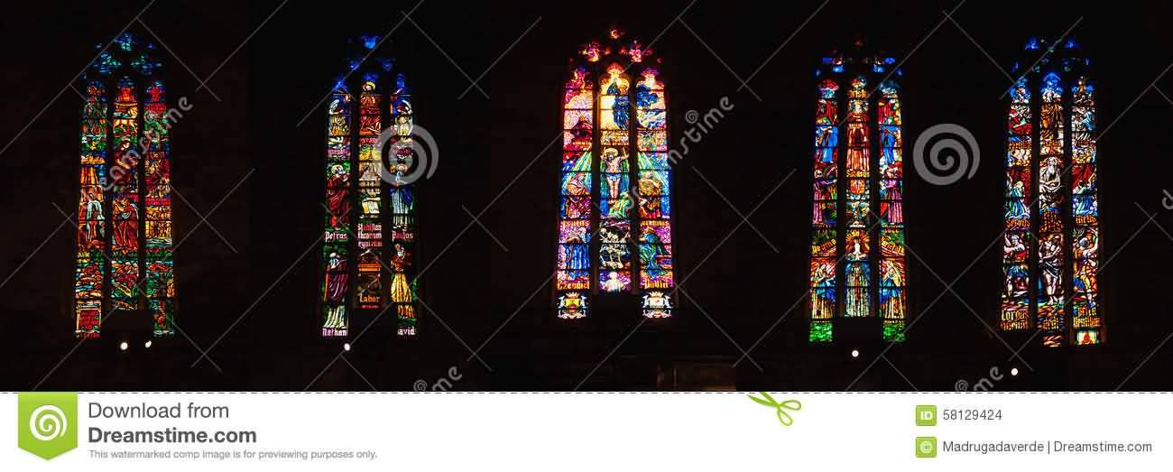 Stained Glass Windows Inside The Palma Cathedral