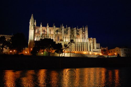 The Cathedral Of Palma With Night Lights