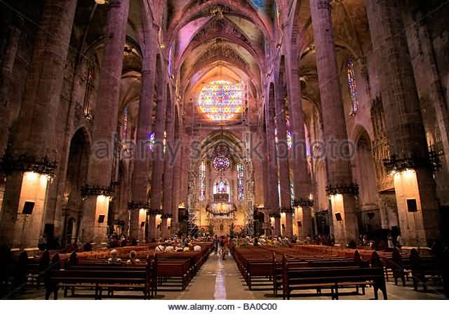 The Knave Interior of The Palma Cathedral In Spain