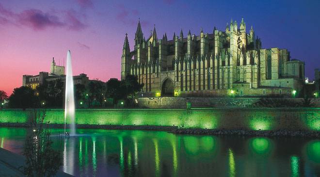 View Of Palma Cathedral By Night