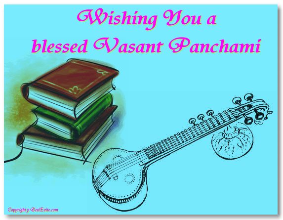 Wishing You A Blessed Vasant Panchami Books And Sitar Picture