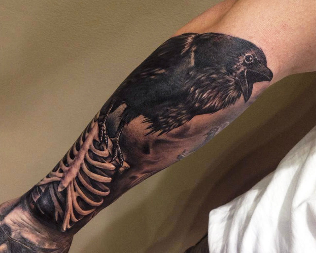 Arm Sleeve Crow Tattoo