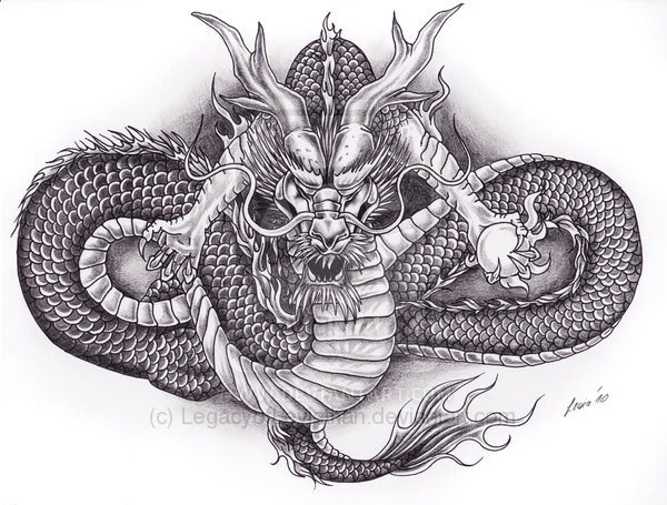 Attractive Black Ink Leviathan Tattoo Design By LeviaDraconia