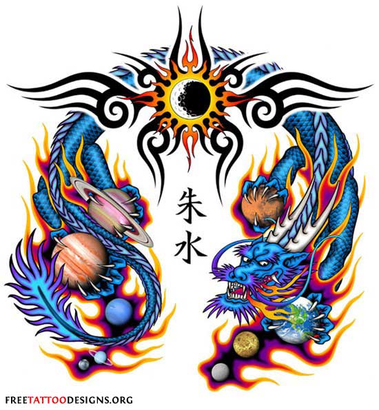 Attractive Traditional Chinese Dragon Tattoo Design