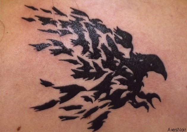 Birds Flying From Crow Wings Tattoo Idea